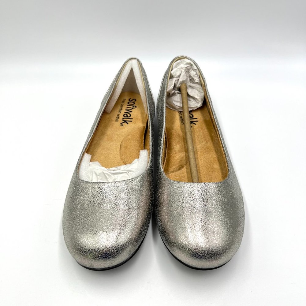 Softwalk Size 9 Sonoma Platinum Silver Leather Comfort Ballet Flats Shoes 9M New - Picture 2 of 14